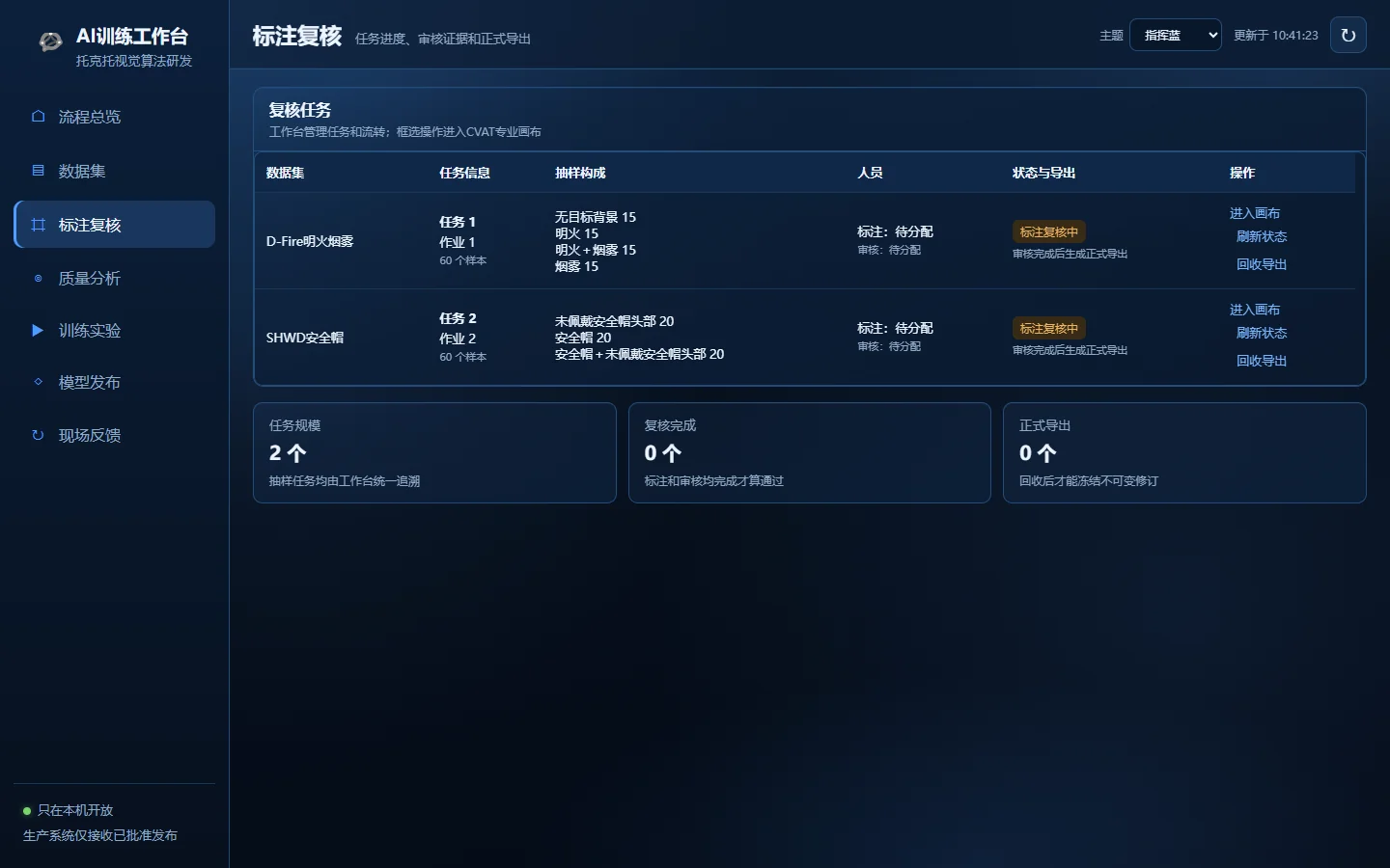 视觉平台标注复核本机演示界面